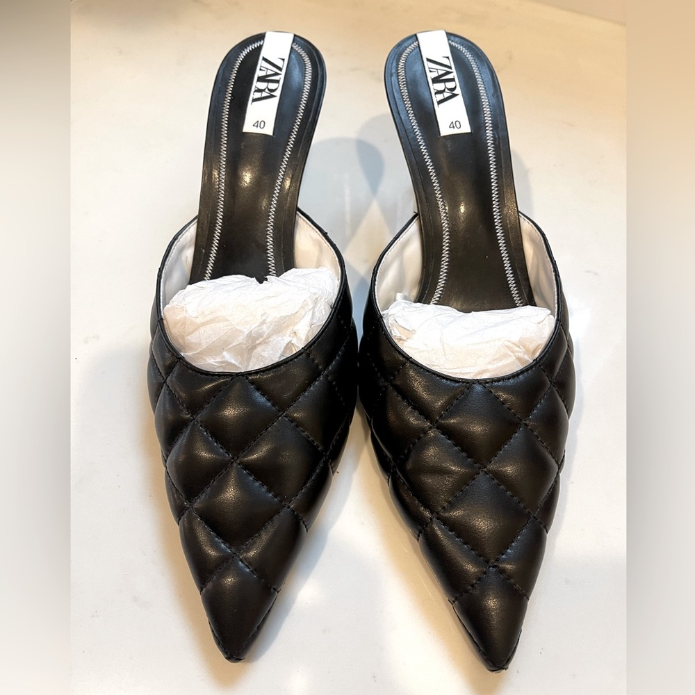 Zara Quilted Healed Mules - Picture 8 of 11